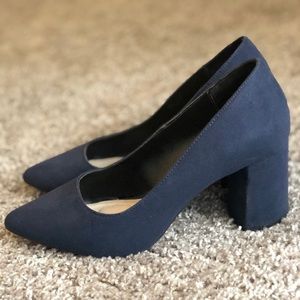Kelly and Katie navy block heels